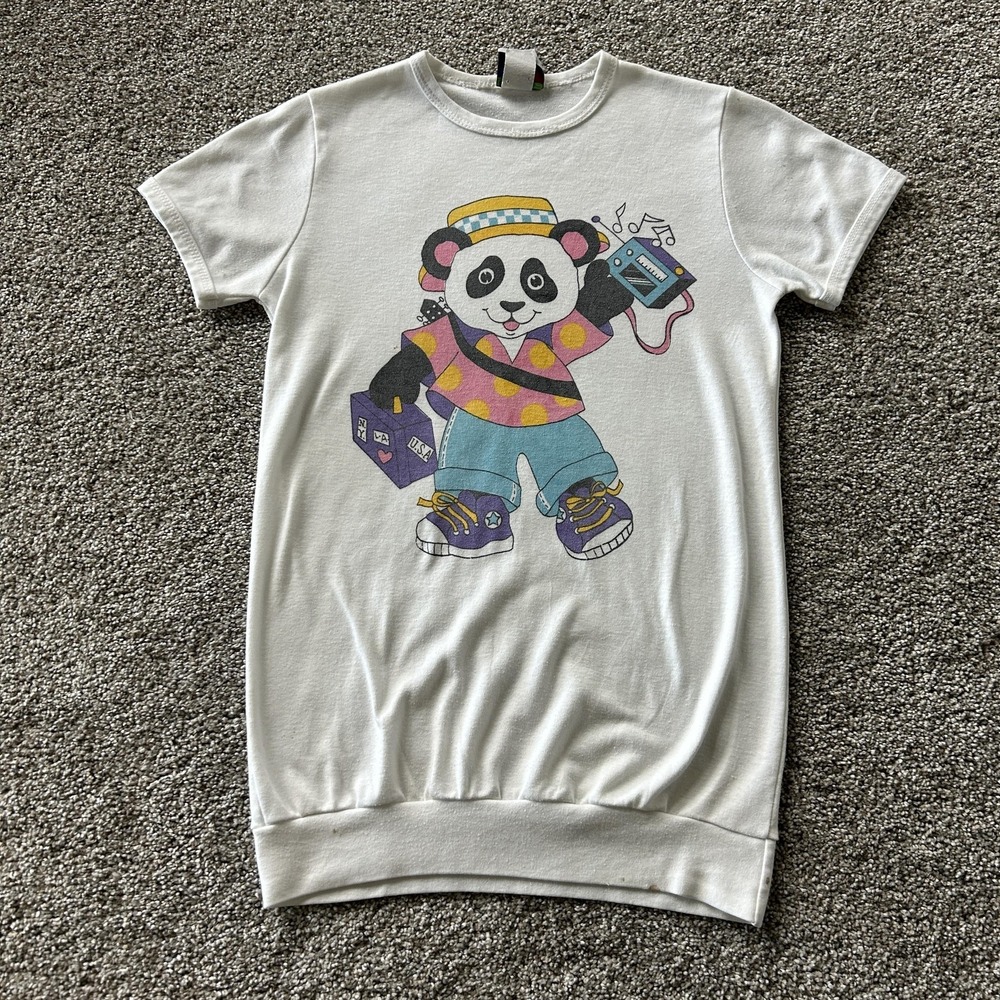 Vintage Randy Shirt Youth 14 White Panda Walkman Music Graphic Tee T-Shirt USA